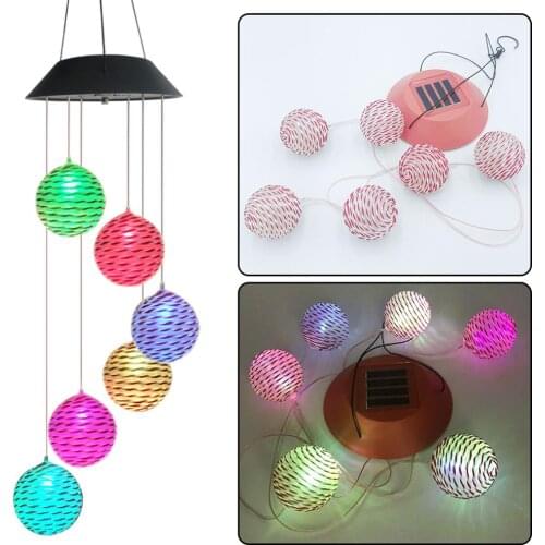 Solar Powered Wind Chime Light LED Hanging Spinner Lamp Home Outdoor Balcony Decorative Light Changing Color Home Lighting