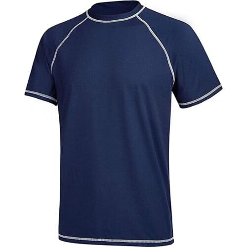 Polyester Mens UPF 50+ Rashguard Swim Tee Short Sleeve Running Swimwear Hiking Workout Shirts 8Color