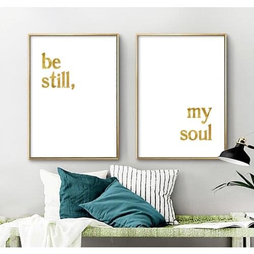 Simple Style Quote Canvas Print Painting Poster Be Still My Soul,Modern Wall Picture For Home Decoration,1 set(2 pieces)No Frame
