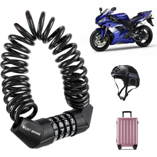 Anti-theft Bicycle Lock 4 Digit Password Mini Helmet Lock For Motorcycle Bicycle Scooter Cycling Portable MTB Bike Cable Lock