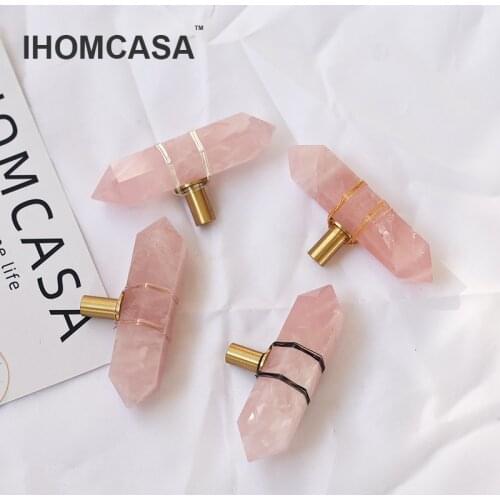 IHOMCASA Luxury Natural Crystal Stone Furniture Cabinet Handle Brass Kitchen Cupboard Wardrobe Knobs Drawer Door Pulls Gold
