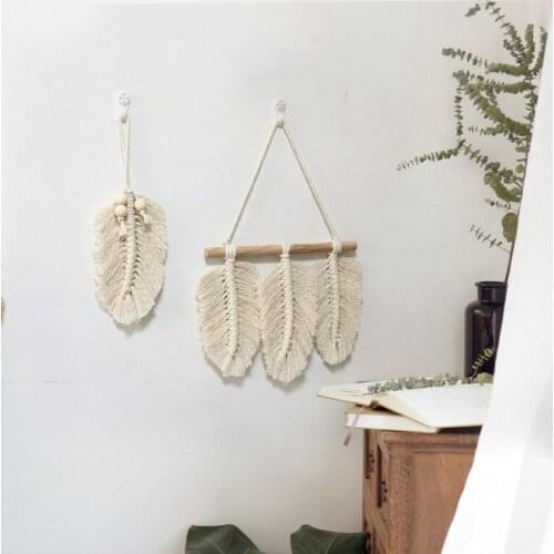 Bohemian lace tapestry feather decoration wall hanging handicraft weaving bedroom decoration room living room leaf tapestry