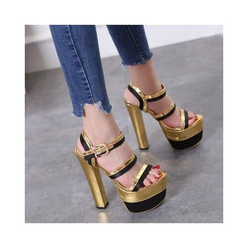 Summer Women Sandals Fashion Peep Toe Think Heel Women Shoes High Heel 16.5CM Platform Elegant Party Wedding Shoes Ladies Sandal