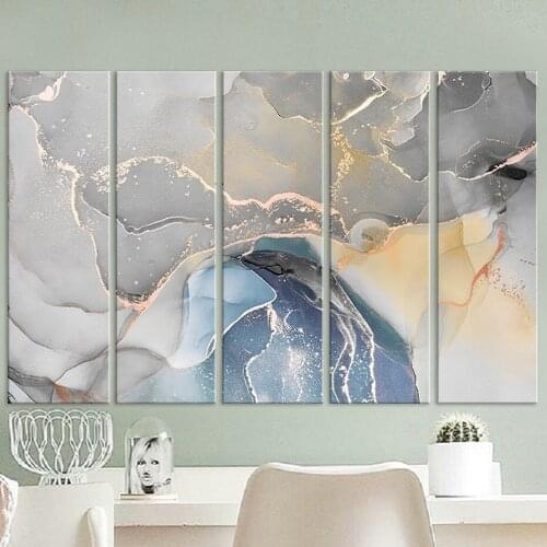 Modern Abstract Multicolored Marble Wall Art Prints Marble Canvas Painting Pictures Alcohol Ink Poster for Bedroom Home Decor