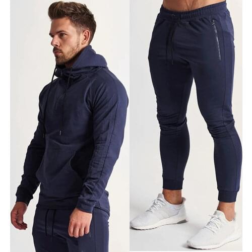 Running Sportswear Hoodies Pants Sets Men Autumn Joggers Sport Sweatshirt Sweatpants Gym Fitness Apparel Male Cotton Tracksuits
