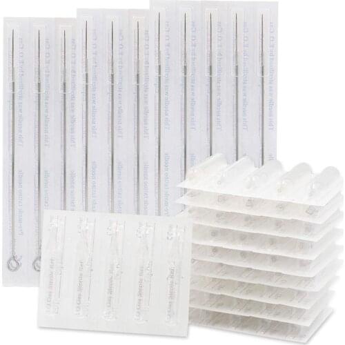 Tattoo Needles and Tips Set - 50Pcs Disposable Mixed Tattoo Needles + 50pcs Assorted Sterilized Tattoo Tips Tubes for 3RL