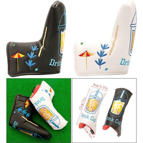 PU Leather Golf Putter Headcover Embroidery Waterproof Blade Putter Headcover Golf Club Head Covers Protector