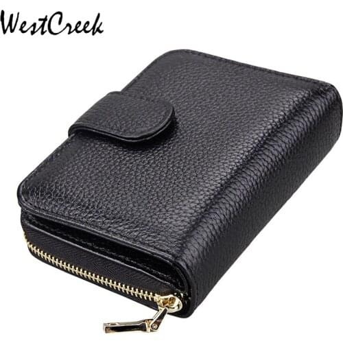 WESTCREEK Brand Genuine Leather Women Organ Card Bag ID Card Holder High Capacity Men Travel Wallets Business Card Case