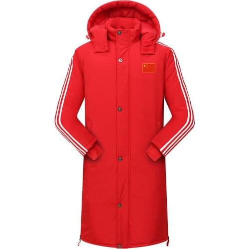 Winter mens medium and long cold proof cotton padded coat thickened and thickened with a hat outdoor
