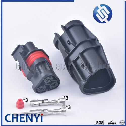 1 set Black 3 Pin female or male Automotive waterproof connector plug Harness connector connector sheath 14165.592.699