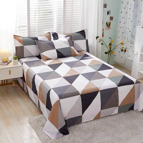 1pcs 100% Cotton Bed Sheet Simplicity Printed Double Top King Sheets Pure Cotton Single Size Kids Bed Linen (No Pillowcase)