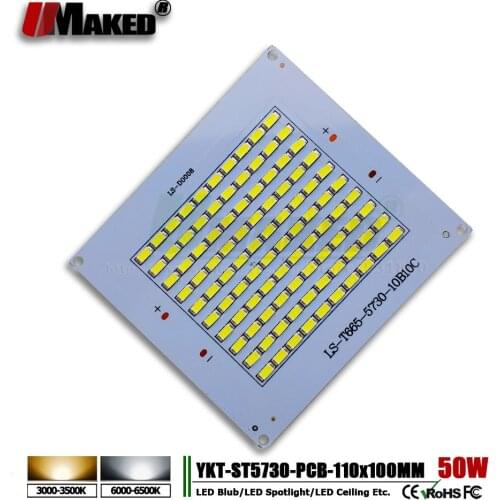 10pcs LED pcb floodlight pcb plate 50W 110*99 5000-5500lm aluminum heat sink with SMD5730 Light Source for outdoor lighting diy