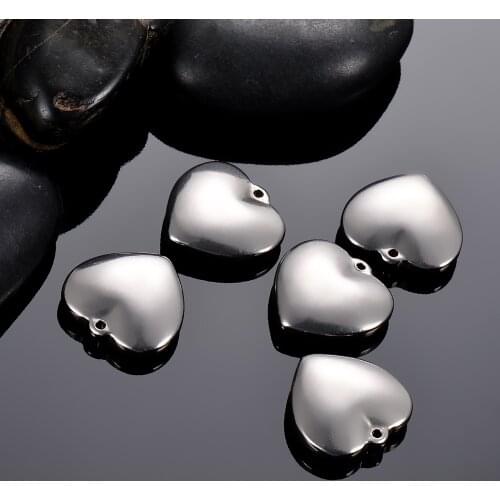 10Pcs Stainless Steel Charms Pendants 16*16mm Heart Blank Stamping Tags For Jewelry Making DIY Necklace,Bracelet