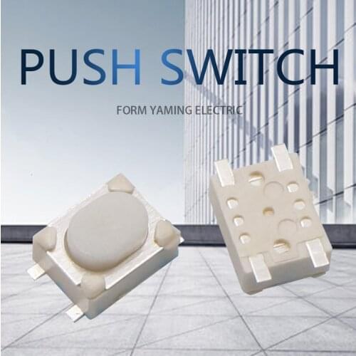 100pcs 3*4*2.5 White Flat Four Feet Key Push Button Tact Touch Toggle Micro Switch Electric Car Remote Control Switches