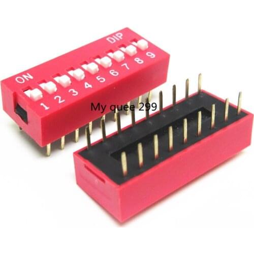 100Pcs Slide Type Switch Module 9-Bit 2.54mm 9 Position Way DIP Red Pitch