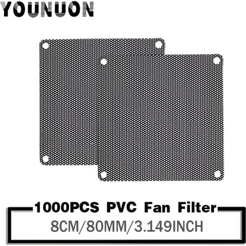 1000PCS 80x80mm 8cm Computer Filter Mesh PVC PC Fan Dust Filter Dustproof Case Computer Mesh Cover Chassis Dust Cover