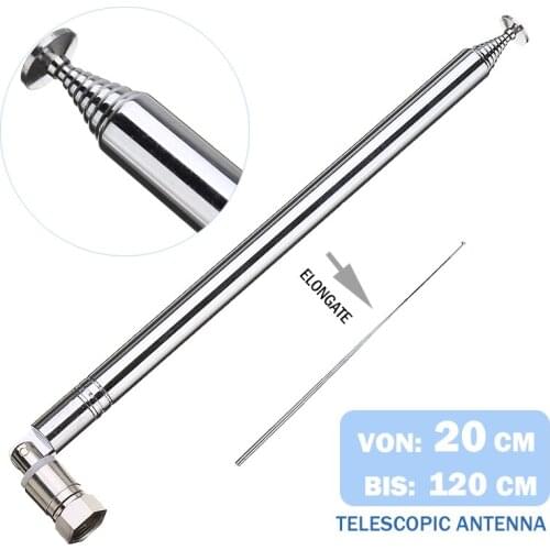 120cm Car DAB FM Radio Audio Telescopic Antenna Extended By Up To 10 Sections Replacement Fitting F Connector