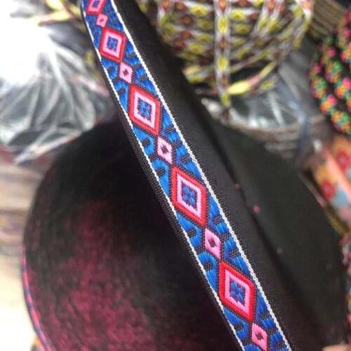 20yards/lots wide 1.4 cm Woven Jacquard Ribbon Trims purple white geometric pattern for curtain and clothing accessory LS-2703