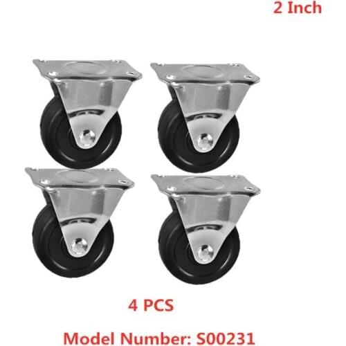 4 Pcs/Lot 2 Inch Directional Caster Light Rubber Pulley, Black Mute Wear-resistant Furniture Wheel, Trolley Wheel