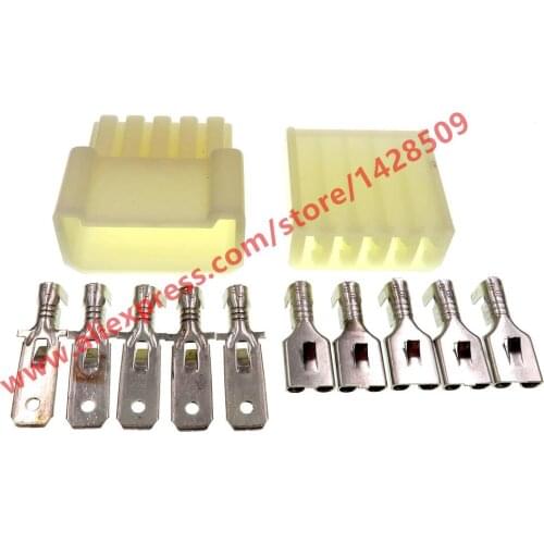 5 Sets 5 Pin Car Auto Window Lift Switch Plug Female Male 6.3mm Big Current Automotive Connectors