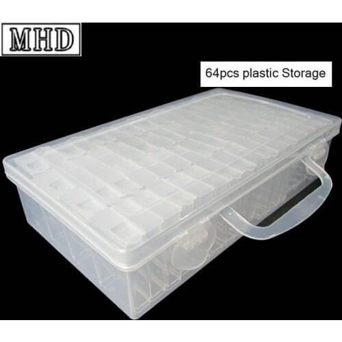 64 Slots tool box diamond painting 3D diamond Embroidery diamond transparent plastic storage box, jewelry drill storage box Gift