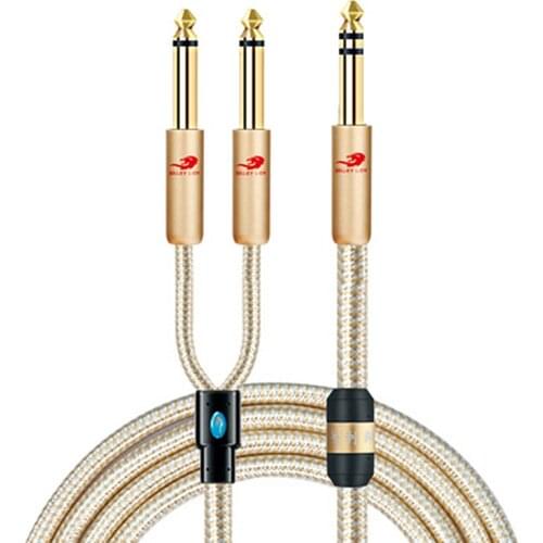 1/4 Inch TRS Stereo 6.35mm Male to Dual 1/4 in TS Mono male Audio Cable for Mixer Amplifier Home Stereo Systems Y Splitter Cords