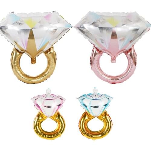 Big Gold Silver Diamond Ring Foil Balloon Bridal Shower Wedding Engagement Decoration Inflatable balloon Diamond Air Balloon