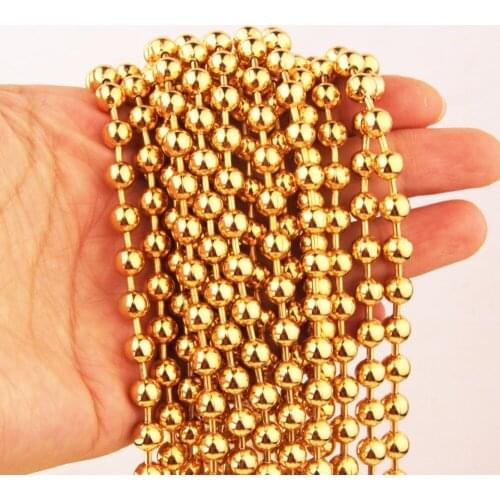 2/3/4/5/6/8/10/12mm Gold Tone High Quality Stainless Steel Ball Bead Chain Necklace Fashion Jewelry Dog Tags Chain Keychain