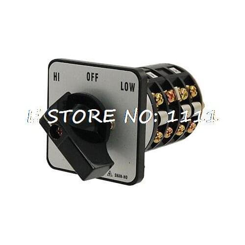 Black Rotary Knob HI-OFF-LOW Position Changeover Switch NEW