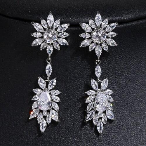 Ekopdee Vintage Summer Crystal Zircon Sun Earrings For Women Sunny Girl Cubic Zirconia Flower Earring Female Wedding Jewelry New