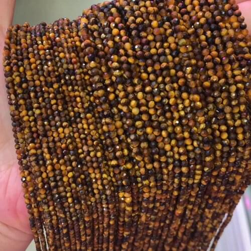 FACTORY Small 2MM 3MM Faceted Cutting Loose Round Tiny Beads Strand Tiger Eye