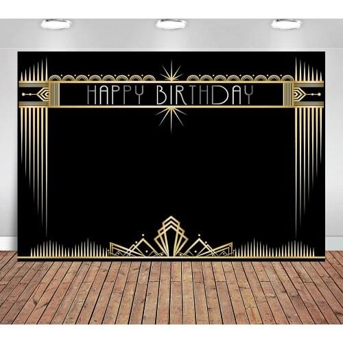Photography Backdrop Gold Black Adults Birthday Party Banner Desserts Table Decor Photo Backdrop Studio Photocalls Props