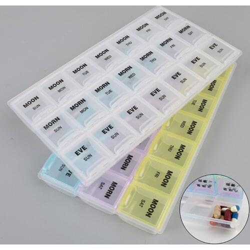 7 Days Weekly Transparent 21 Compartment Lid Tablet Pill Box Holder Medicine Storage Organizer Case Container