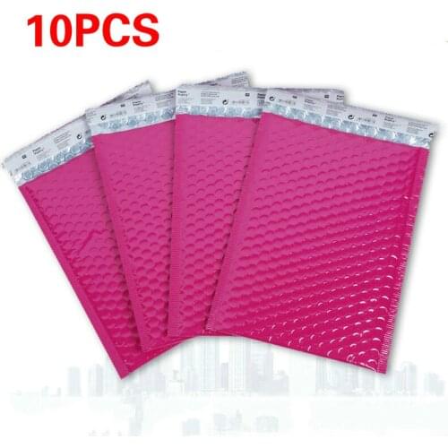 10pcs/lot Rose Red Poly bubble Mailer envelopes padded Mailing Bag Self Sealing Christmas Package Gift Bags 20X28+4cm