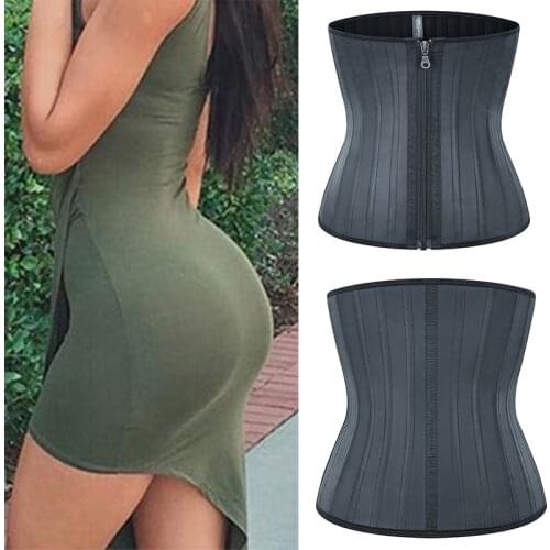 Latex Waist Trainer Corset Belly Slimming Belt Body Shaper Modeling Strap 25 Steel Boned Waist Cincher Gaine amincissante Zipper