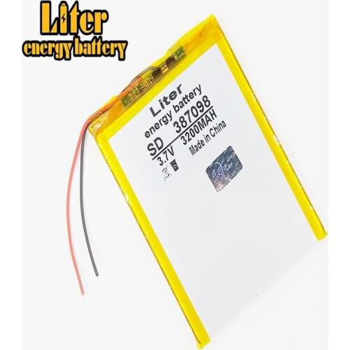 Lithium ion rechargeable battery 387098 3.7V 3200MAH for tablet pc polymer lithium battery