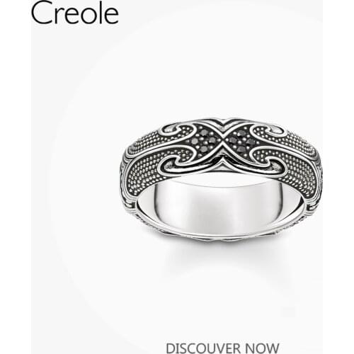 Band Ring Maori Tattoos 925 Sterling Silver Black Stones 2021 Brand Vintage Fine Jewerly ultural Ornament Bijoux For Women Men
