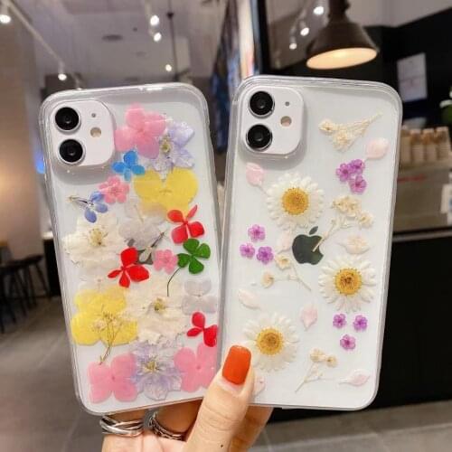Cute Dry Flower Soft Tpu Phone Case for Iphone 12 12promax 11 11pro Max Soft Tpu Cover for Iphone Xr Xsmax 7 8 Plus Case Shell