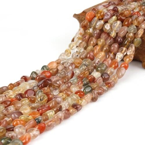 Natural Mix Rutilated Quartz Gravel Gemstone Loose Stone 5-7 mm For Necklace Bracelet DIY Jewelry Making 15inch Strand