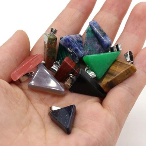 2021 New Natural Semi-precious Stones Triangle Flash Labradorite Charms for Jewelry Making DIY Necklace Bracelet Accessories