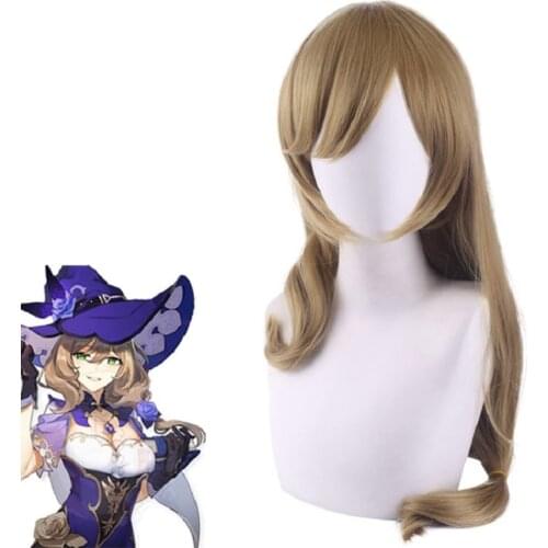 Genshin Impact Lisa Cosplay Wig 80cm Long Curly Blond Hair Heat Resistant Wigs Women Role Play Costume