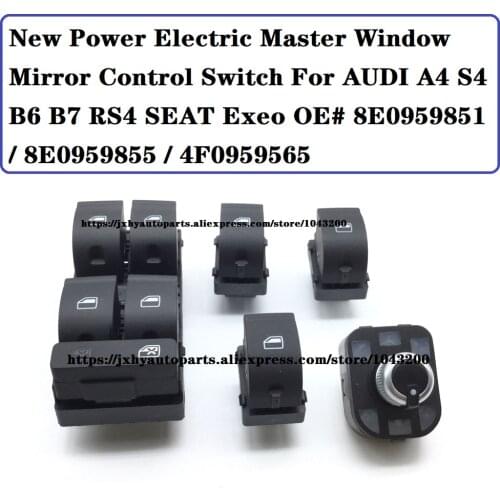 New Power Electric Master Window Mirror Control Switch For AUDI A4 S4 B6 B7 RS4 SEAT Exeo OE# 8E0959851 / 8E0959855 / 4F0959565