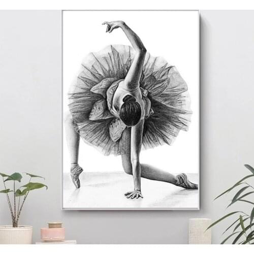 Simple Fashion Ballet Girl Dancer Canvas Painting Posters and Prints Wall Art Modern Pictures for Living Room Home Decor Cuadros