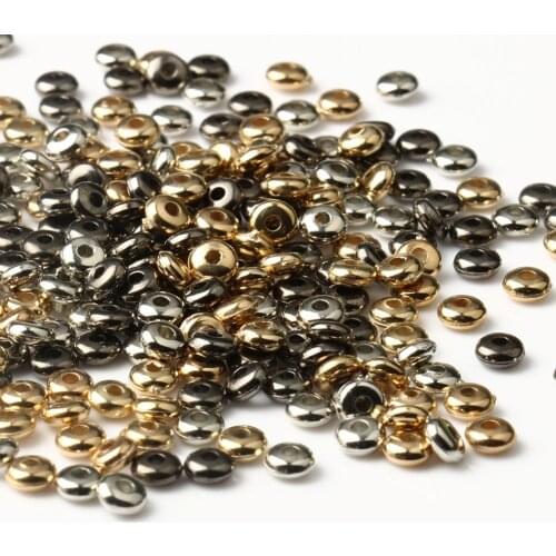 200-1000pcs 4x2mm 6x2mm CCB Flat Round Disc Gold Silver Color Loose Spacer Acrylic Beads for DIY Jewelry Making Findings Charms