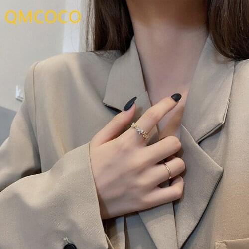 QMCOCO 925 Silver Light Luxury Butterfly Zircon Adjustable Ring Design Exquisite Sweet Couple Party Jewelry Gifts