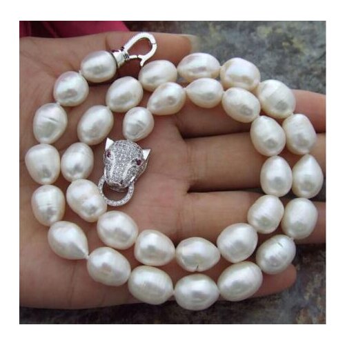 Mode 11 - 13 mm blanc naturel baroque collier de perles 18