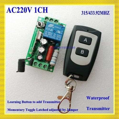 RF Remote Control Switch AC 220V 1CH 10A Relay wireless light switch 315/433.92 Remote Switch Receiver Transmitter COM NO NC