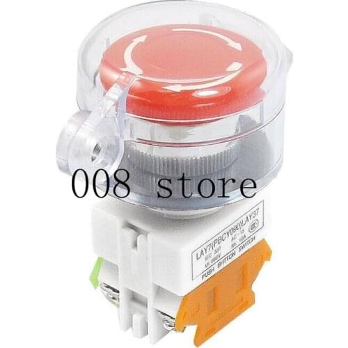 Self Locking Contact Clear Cover Protection Red Push Button Switch NO/NC TS