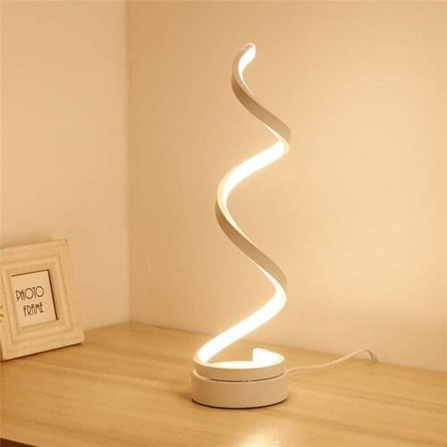 Morden Led Table Lamps Minimalist Spiral Acrylic Night Lights Living Room Bedroom Bedside Table Creative Art Decor Reading Light