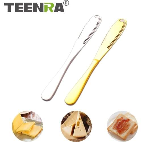 TEENRA 1Pcs Stainless Steel Butter Knife Cheese Jam Spreaders Cream Knifes Multi-function Butter Slicer Breakfast Tools